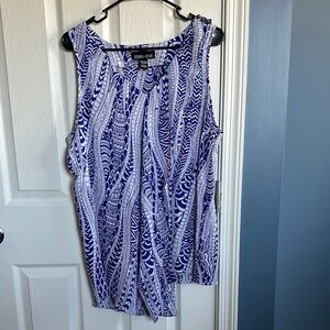 Size L Mac and Me Women's Bluish Purple and White Patterned Top